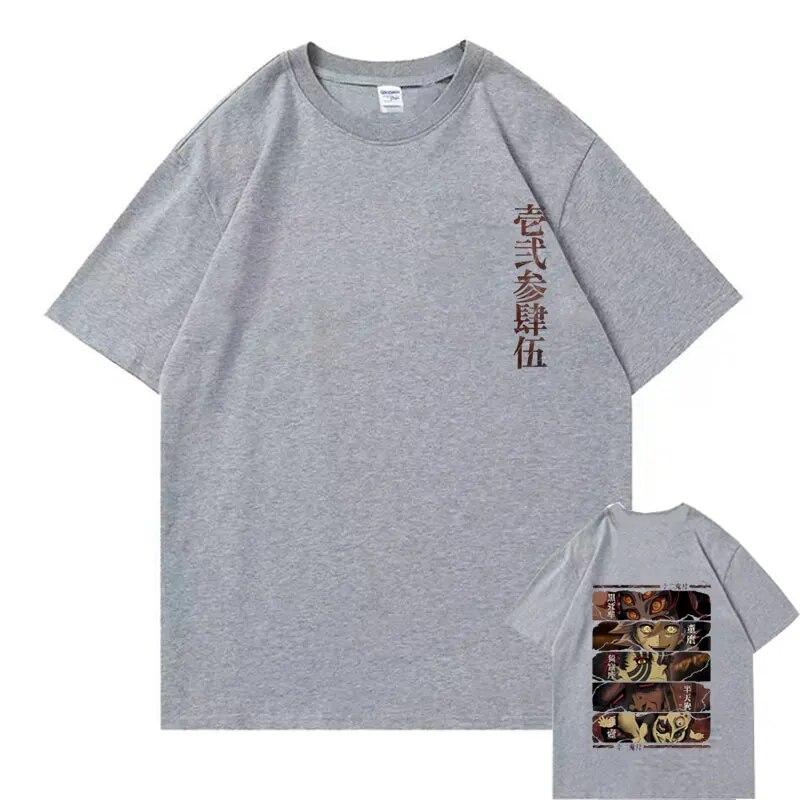 Japanese Anime Demon Slayer Print T-shirt Kokushibo Douma Akaza Hantengu Gyokko Graphic T Shirts Unisex Women Manga Oversized Tees