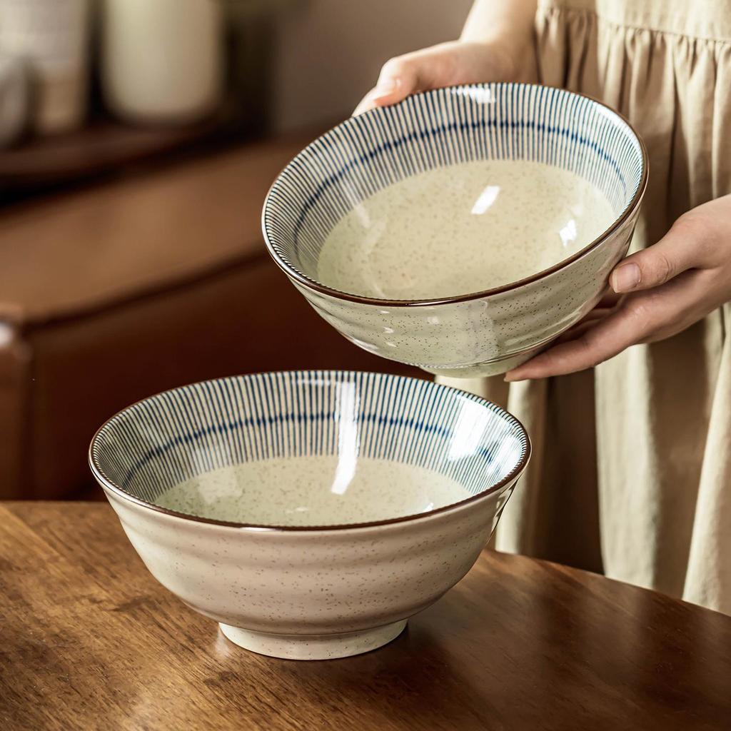 Japanese Ceramic Ramen Bowl - Creative Large Round Tableware for Soup or Noodles