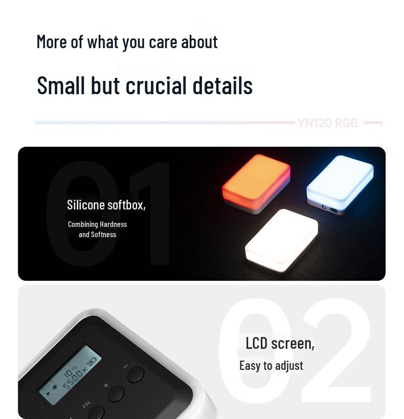 Yongnuo YN120 RGB Portable LED Light - Adjustable Color Temperature for Live Broadcasts and Vlogs