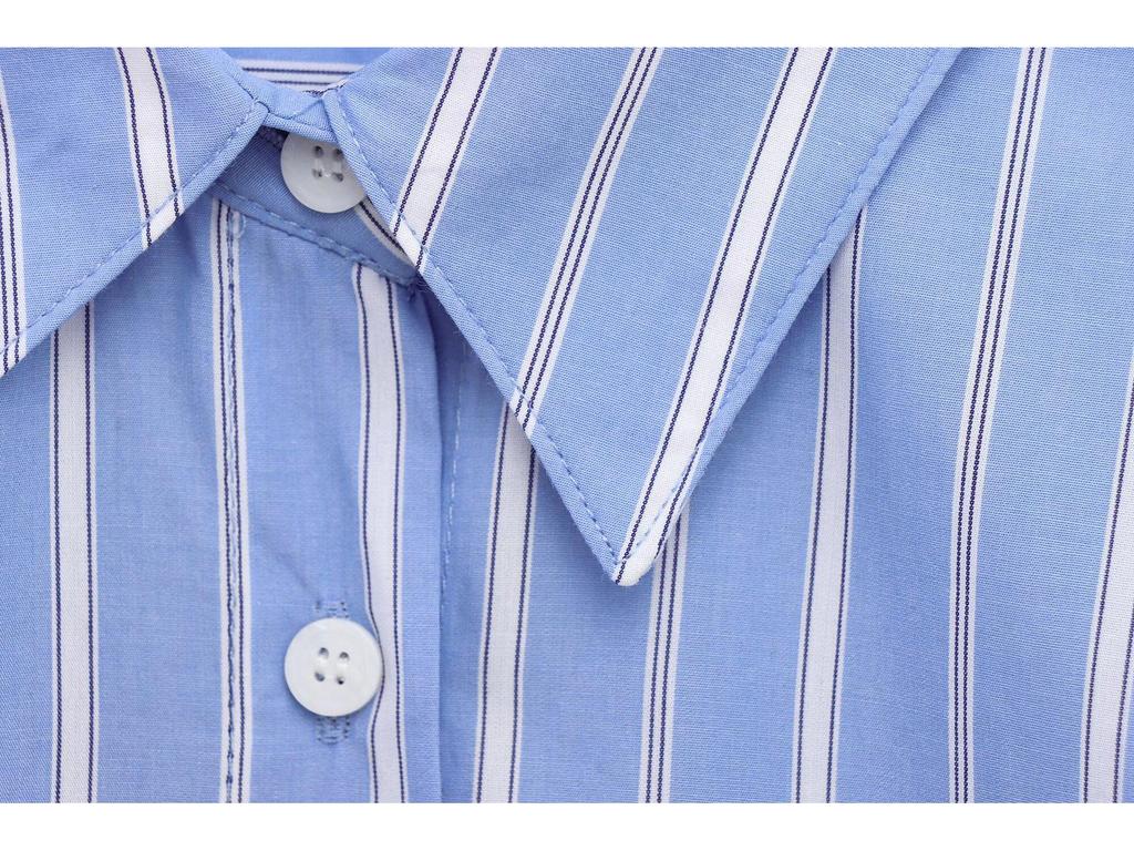 Women's European-American Striped Double-Breasted Long Sleeve Shirt - 2025 Spring Fashion