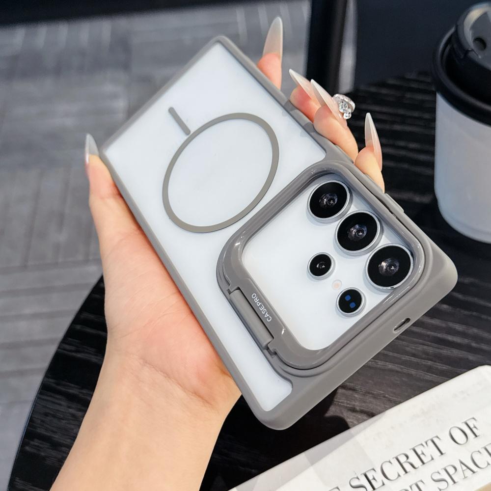 Camera Stand Clear Hard Armor Case for Samsung Galaxy S25 S24 S23 Ultra Plus For Magsafe Wireless Charging Acrylic Cover Funda