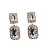 Fashion Style High-Key Dignified Super Flash Rhinestone-Encrusted Earrings Female Minimalist Fashion Rectangular Section Eardrop Necklace Suit