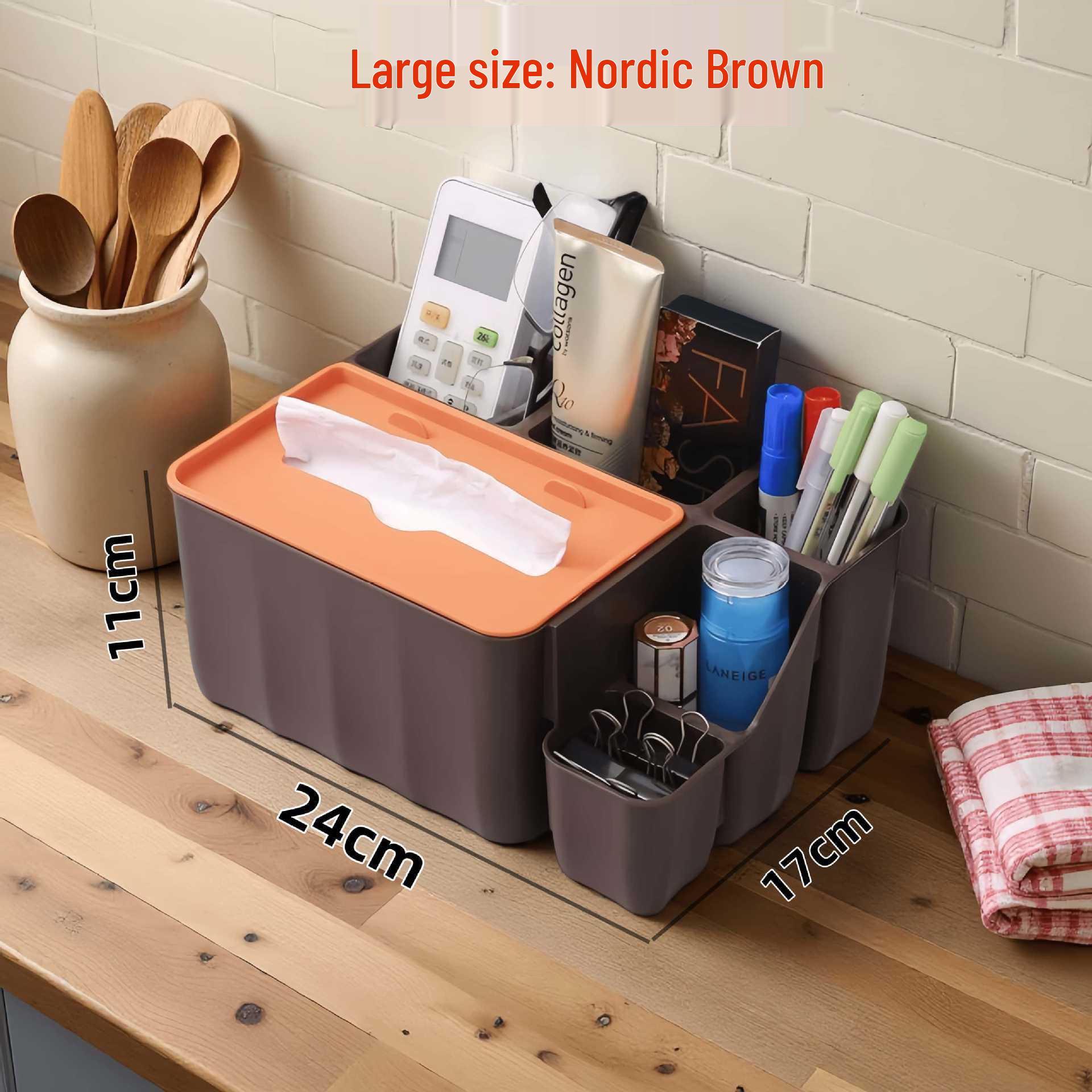 Nordic Style Multifunctional Tissue Box & Organizer with Remote and Wet Wipe Storage for Living Room.