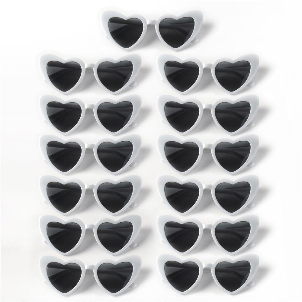 13PCS Cat Eye Glasses Heart-Shaped Plastic Frame Polycarbonate Decorative Vintage Included for Party Wedding Music Festival