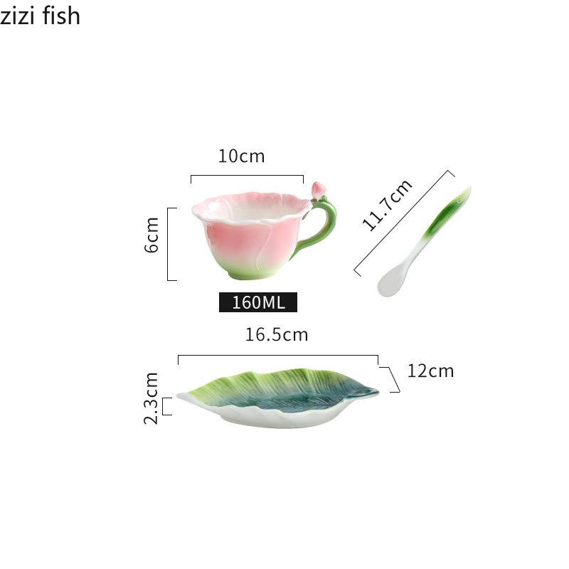 Rose Ceramic Mug Porcelain Mug Simulated Flower Shape Tea Set Petaled Teapot Butterfly Bud Cup Coffee Cups Cups and Mugs Set