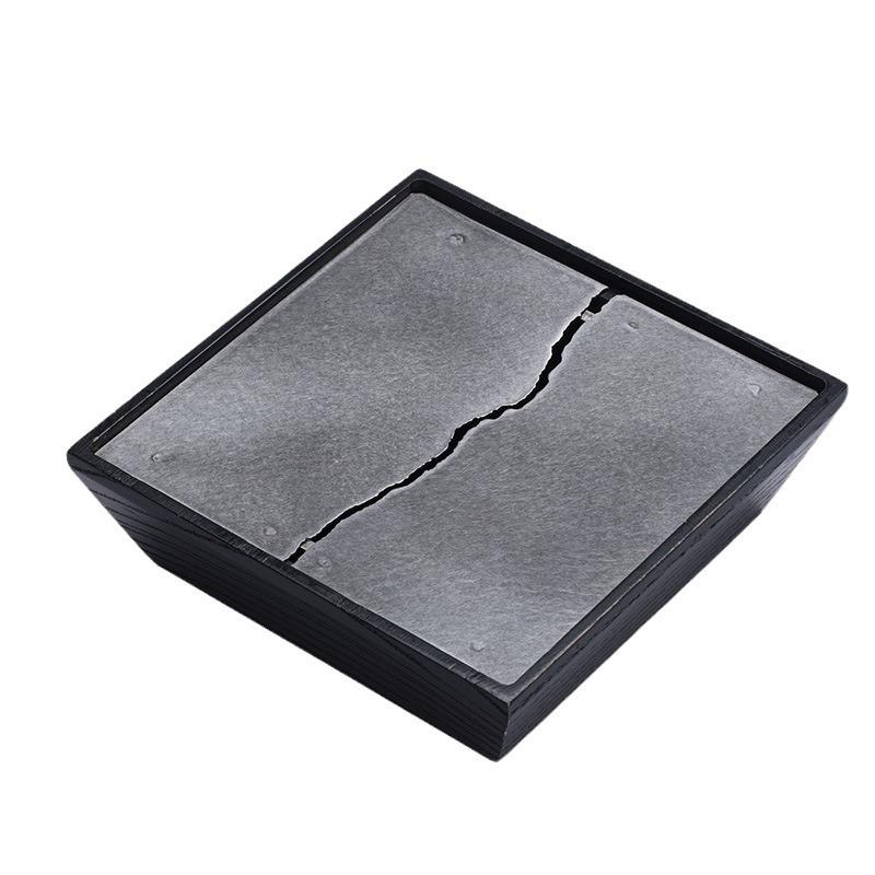 Charcoal Burnt Black Square Teapot Holder Water Storage Dry Brewing Table Tea Tray Jian Shui Zen Style Solid Wood