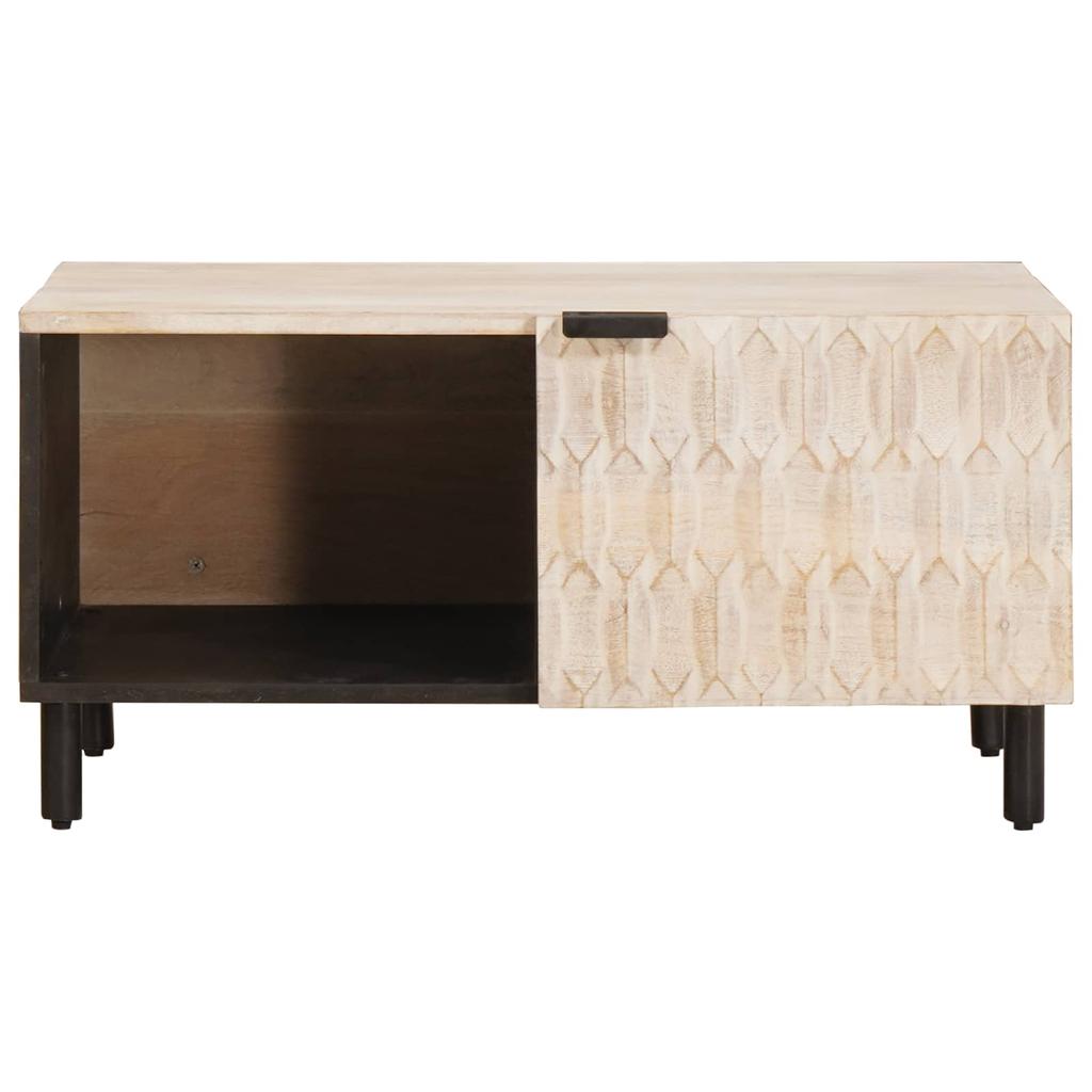 White Coffee Table 80 x 50 x 40 cm Solid Mango Wood