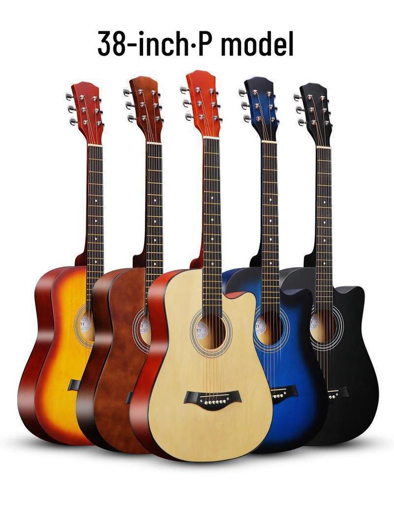38-inch Wooden Folk Guitar for Beginner Practice
