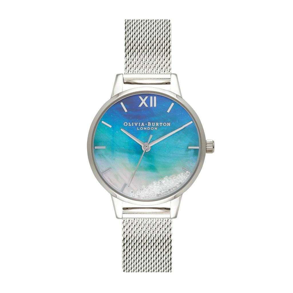 Authorized Dealer [OLIVIA BURTON] Olivia Burton Women's Watch OB16US63 Under the Sea Midi Wishing Waves Blue Mother-of-Pearl & Silver Mesh