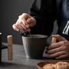 Japanese-style Retro Vintage Ceramic Manual Coffee Mug With Wooden Handle Tumbler Rust Glaze Tea Milk Beer Cup Home Drinkware