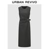 UR Women's Metal Buckle Pleated Sleeveless Dress