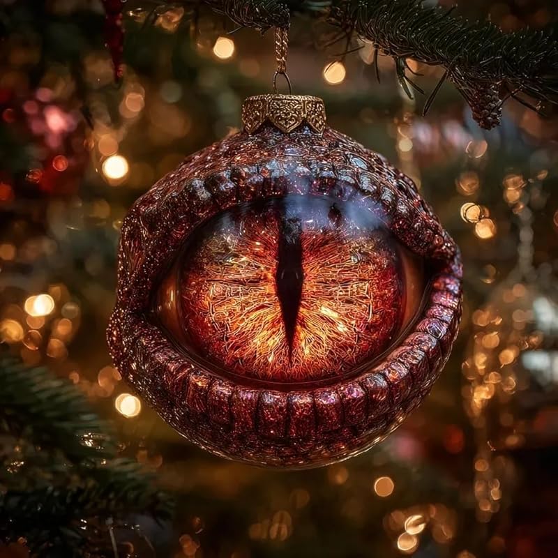 

2D Dragon Eye Flat Ornament For Christmas Tree Dragon S Eye Fantasy Round Holiday Decoration Gothic Xmas Gifts For Women Men красный