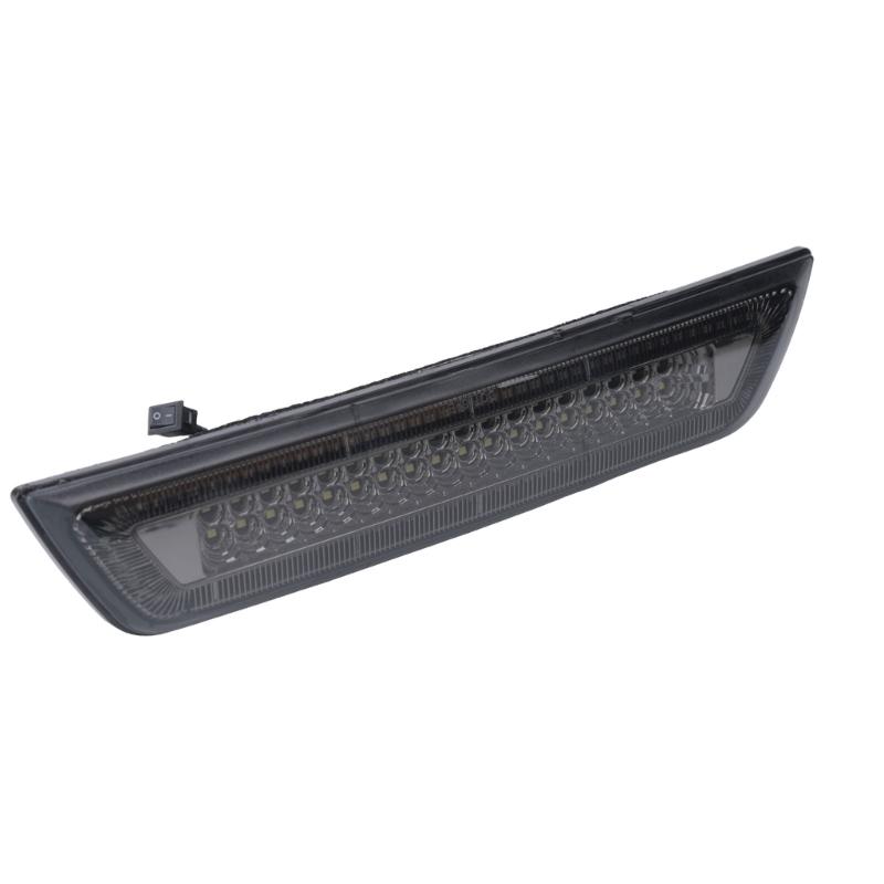 12V Rear Brake Signal Light, 5W LED Design with Matching Mounting Clips, Black PC Housing, Smoked Lens, and High Mounted Placement