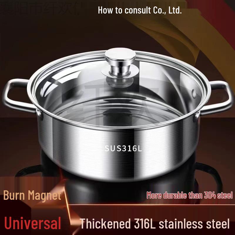 Garnek ze stali nierdzewnej 316 do gotowania na gazie i indukcji - Bardzo gruba miska klasy spożywczej