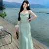 Gentle Temperament Skirt Feeling Beautiful French Niche Covering Meat and Showing Thinness Waist Pure Desire Suspender Fishtail Dress
