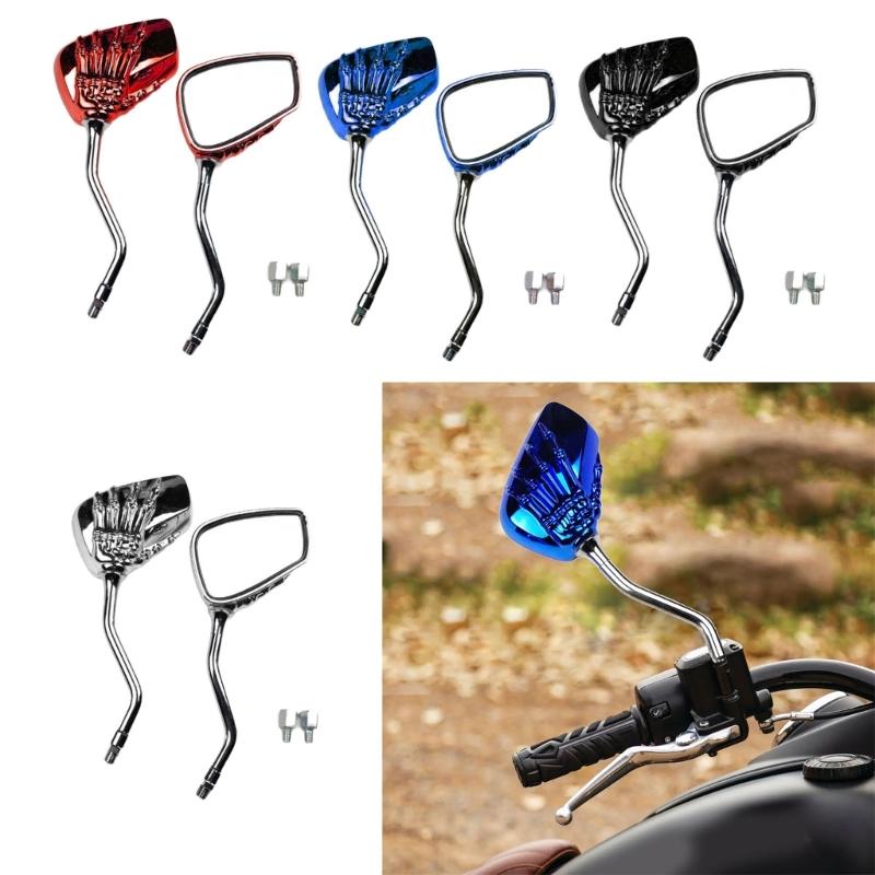1 Pair Motorcycle Rearview Skeleton Hand Side Adjustable Scooters Rear View Motorbike Accessories