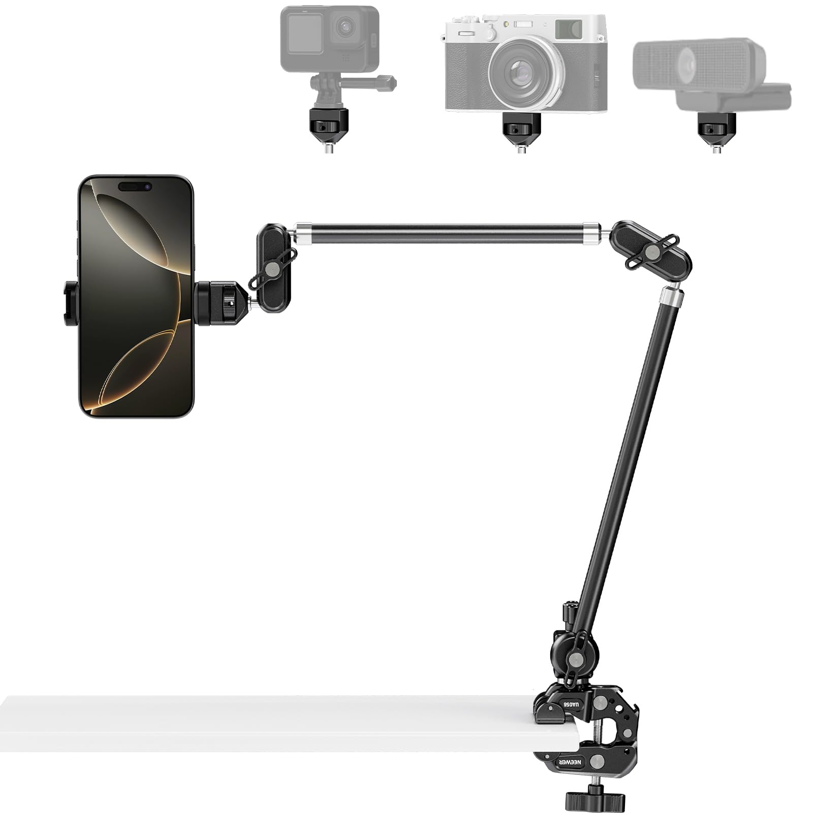 

NEEWER Magic Arm and Super Clamp Adjustable Articulating Magic Arm Crab Clamp with and Screws for Shoe Smartphone Holder Overhead Photography Desk