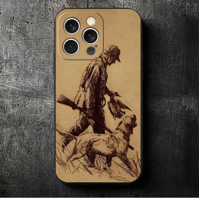 Hunter Dog Hunting Soft Phone Case for iPhone 16 16E 17 Air 15 Pro Max 14 Plus 13 Mini 11 12 7 Black Cover Back Shell