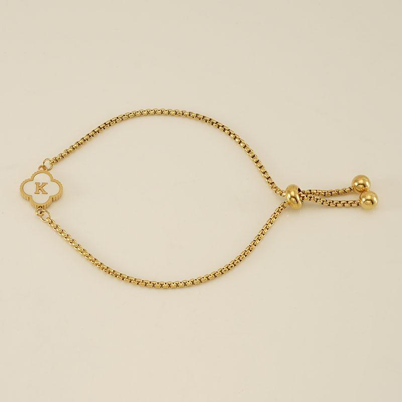 Stainless Steel Shell Clover Letter Bracelet Unique Design Fashionable Wrist Jewelry for Women