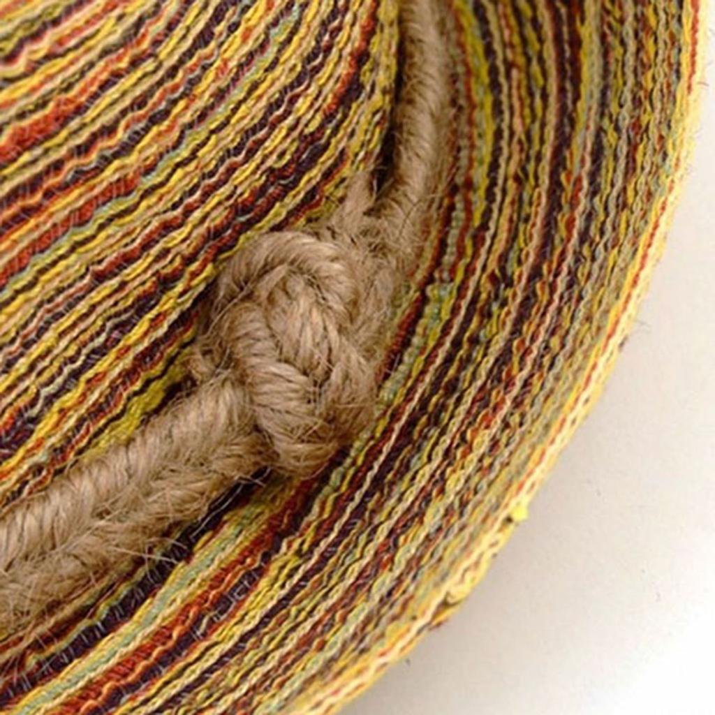 Kvinnor sommar Bohemia stil halmhattar Vikbar randig flätad rep strandsolhatt