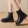 Fashion Ankle Boots for Women New Spring Autumn Thick Bottom Women's White Black Boots Casual Pu Leather Slip on Chelsea Short Botas