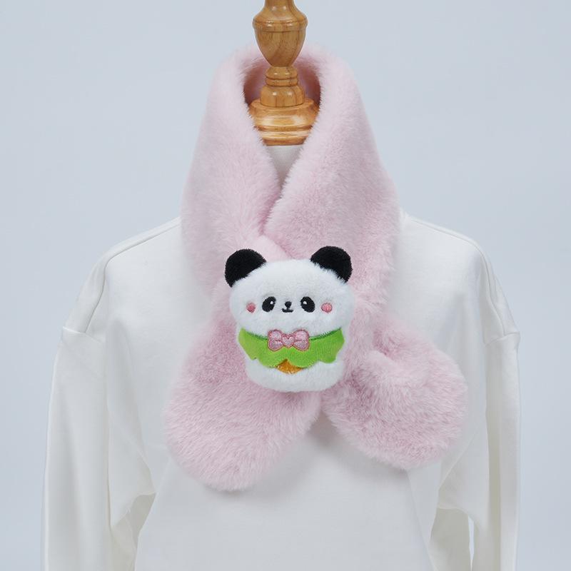Cute Cartoon Panda Plush Scarf for Kids - Windproof & Thickened Winter Neck Warmer