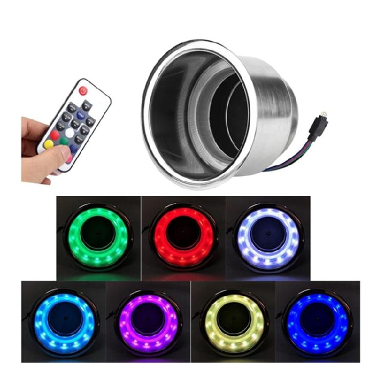 Portabicchieri con Telecomando 14 LED RGB Acciaio Inossidabile Barche Marine Rimorchio