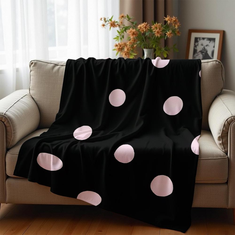 Schwarz Rosa Gepunktet Minimal Anime Cartoon Flanelldecke Weiche Warme Überwurfdecke für Schlafzimmer Sofa Auto Kinder Urlaubsgeschenk