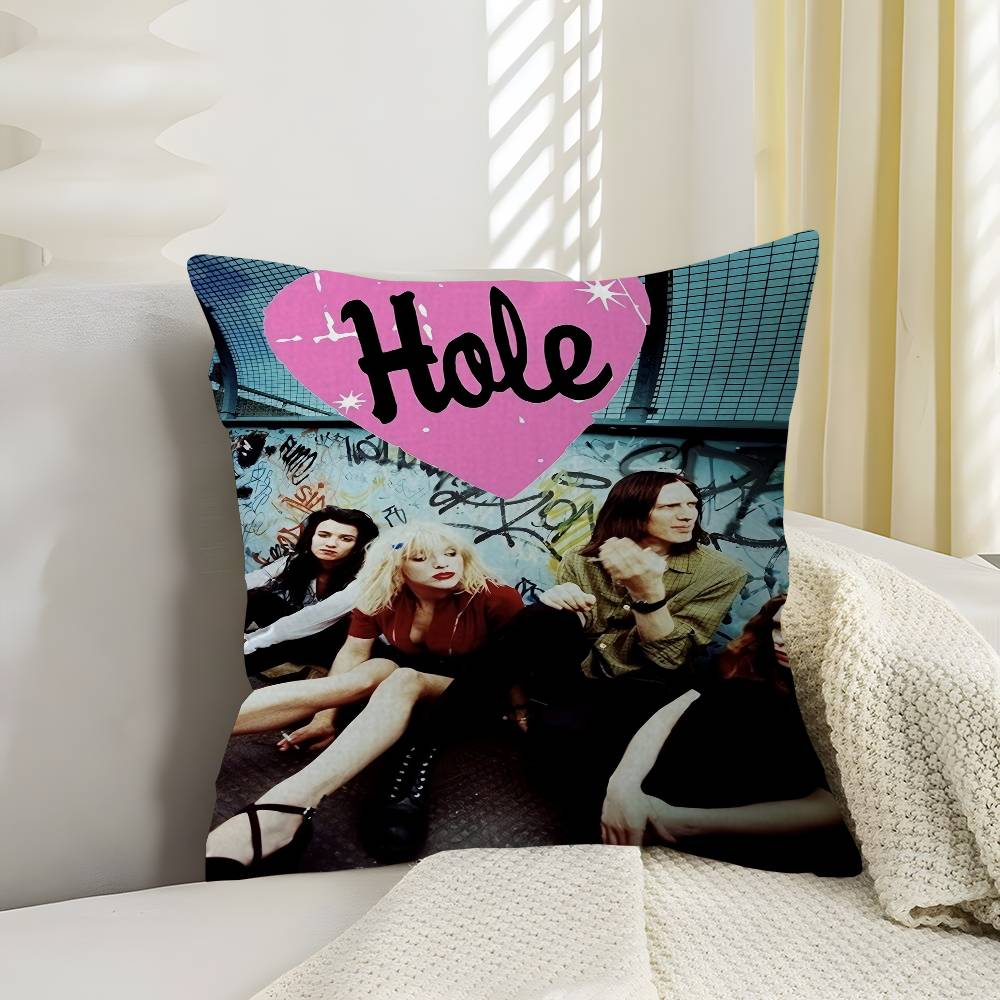 Alternative Rock Band Hole Pillow Covers Cartoon Sofa Decorative Home Doublesided Printing Short Plush Cute Cushion Cover
