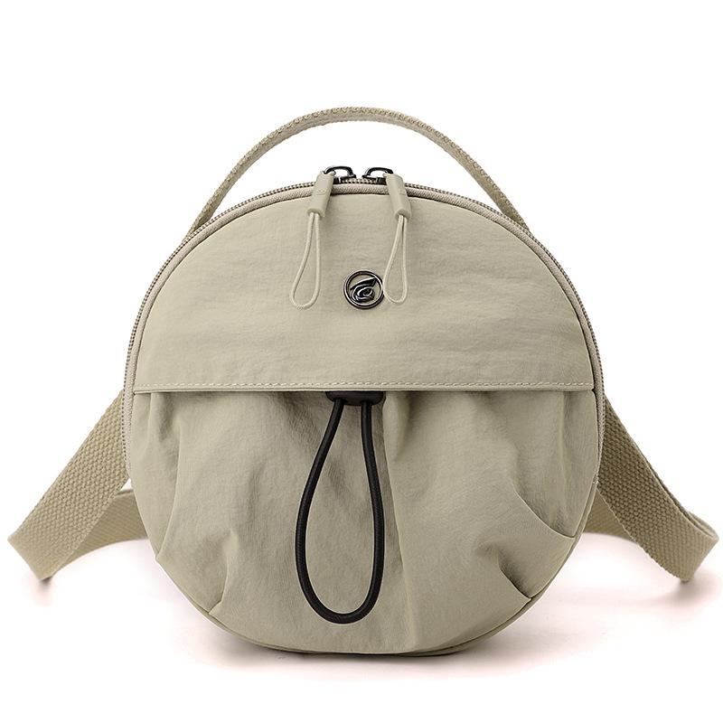 Casual Nylon Cloth Crossbody Bag Women's 2025 New Light Commuter Small Round Bag Drawstring Simple Portable Shoulder Bag