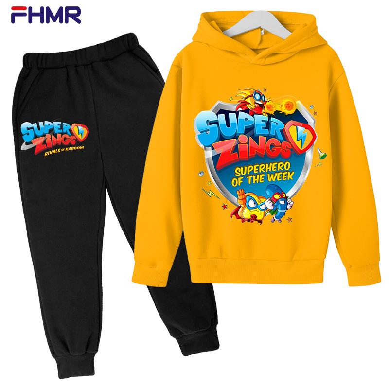Super zings 4-14G Kids Boys Kapuci+bikses komplekti Jauni rudens zīdaiņu topi Apģērbi Maziem bērniem Ikdienas sporta krekls Uzvalks Bērnu Apģērbs