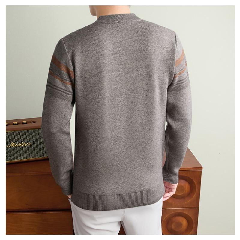 Men S Thick Knit Sweater Business Casual Long Sleeve Crew Neck Pullover