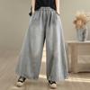 DIMANAF 2026 Summer New Plus Size Women Jeans Elastic Waist Long Pants Loose Casual Denim Cotton Trousers Vintaged