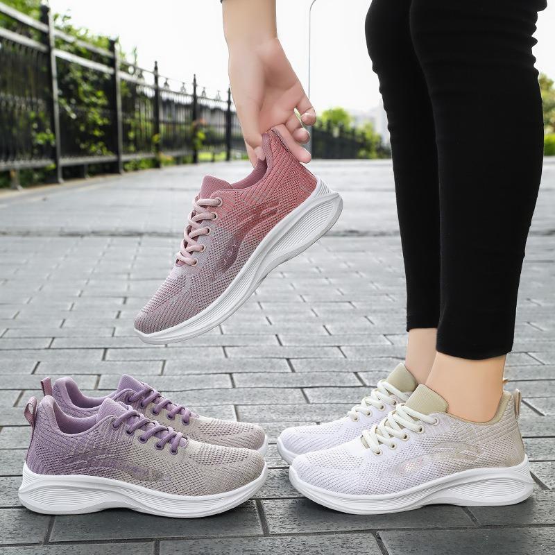 Shoes Women's Shoes Versatile Autumn New Soft-soled Sports Shoes Breathable Fly-woven Mesh Shoes Trendy Fashion Casual Shoes