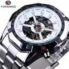 Forsining Hot Gold Men Automatic Mechanical Watches Luxury Skeleton Men's Gift Watch Stainless Steel Wristwatches Luminous