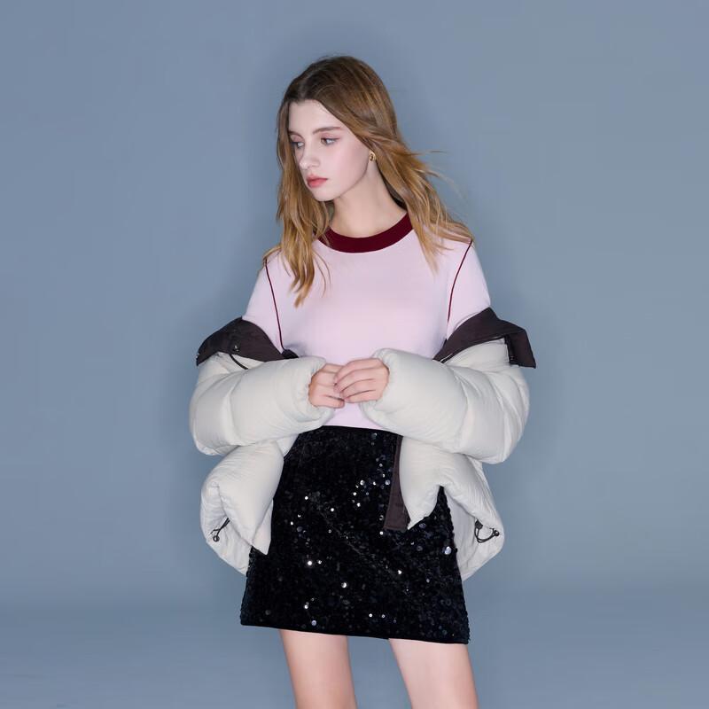 

Sancai Women s 2025 Winter Contrast Round Neck Knit Sweater L (165/88A)