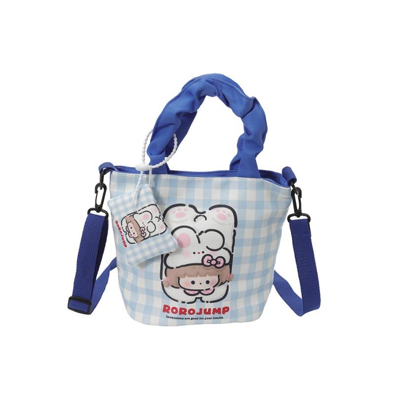New Shoulder Messenger Bag Style Cute Cartoon Canvas Bag Women's Large-capacity Commuter Bucket Bag