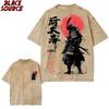 T Herren Japanischer Samurai Geist T-Shirts Große Größe Lockere T-Shirts mit Japanischem Stil Rückendruck Bushido Herren Geschenk