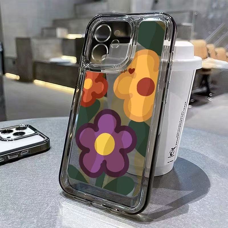 Oil painting dyeing flower is suitable for iphone15promax mobile phone case transparent Apple 1614pro Japan and Korea 13/12