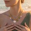 European & American Ocean Beach Style 18K Gold Seashell Pendant Necklaces for Women, Stainless Steel, Light Luxury.