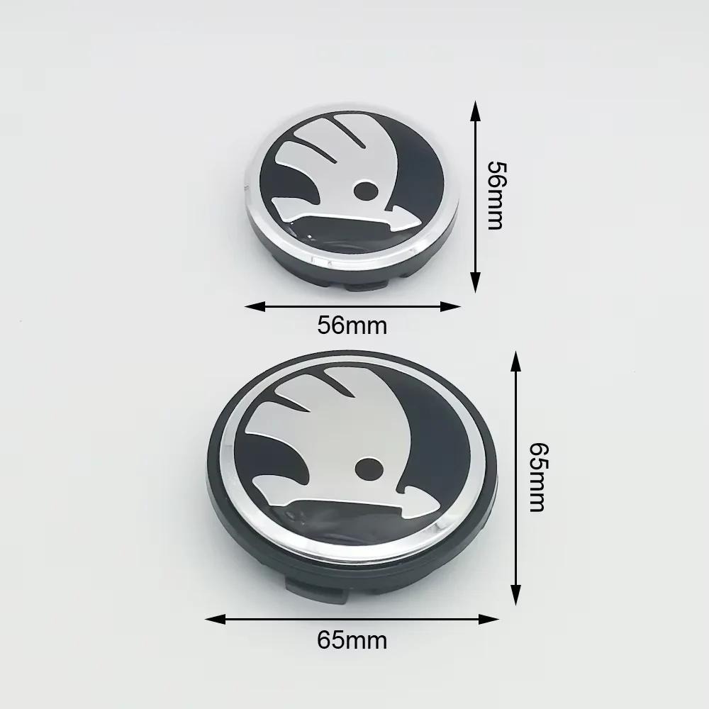 56mm/65mm Green Black Chrome Car Wheel Center Caps Fit for Skoda Rims Hubcaps Cover Emblem Badge Logo Auto Styling Accessories