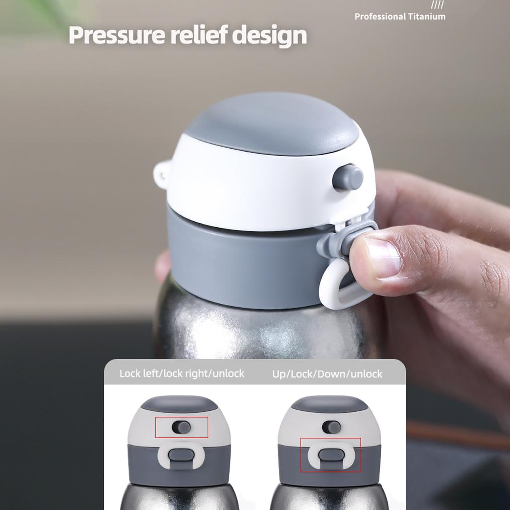 Titan Wasserflasche Isolierte Wasserflasche mit Strohhalm 600ml Doppelwandig Isoliert Ultraleicht Tragbar