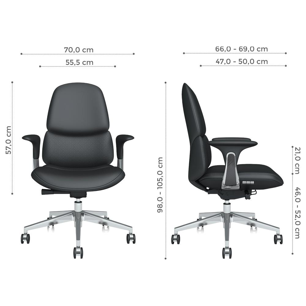 Mid-back leather chair with simple adjustment
