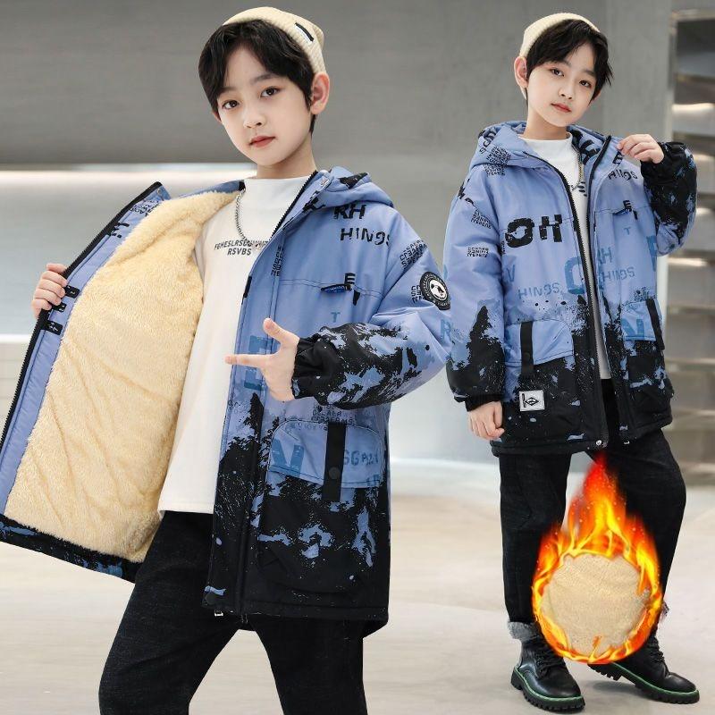 Boys' Fleece-Lined Parka: Thick, Casual Fall/Winter Jacket for Kids