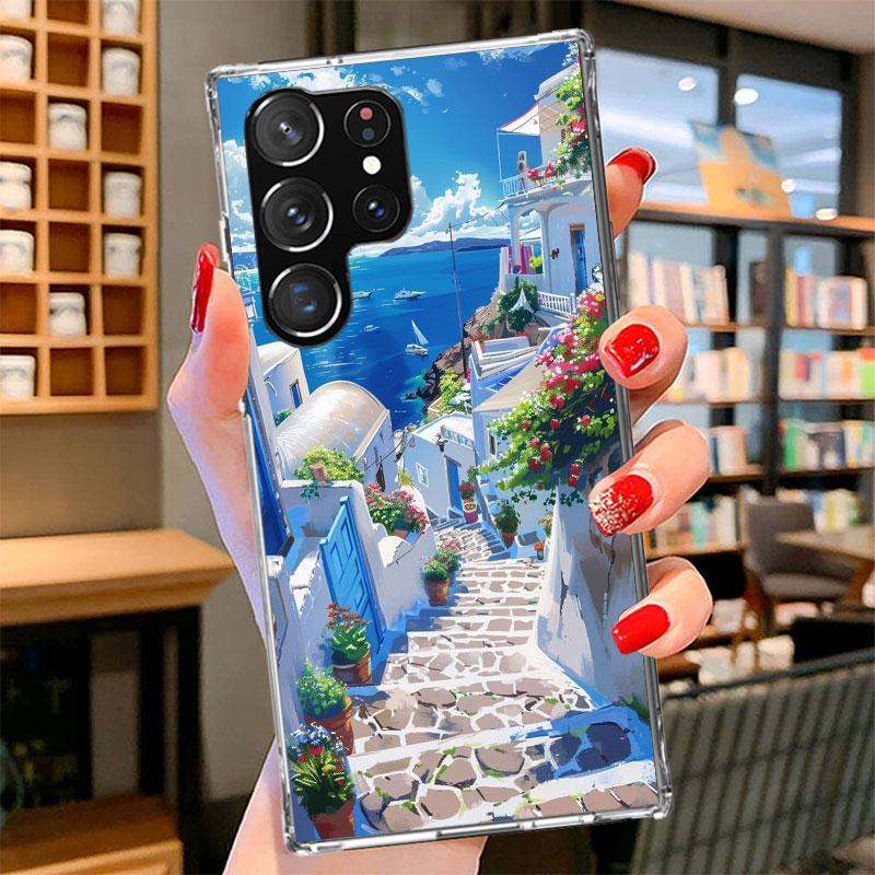 Griechenland im Sommer Santorini Handyhülle für Samsung Galaxy S26 S25 Edge S24 Ultra S23 S22 Plus S21 S20 FE Weiche Hülle Galaxy