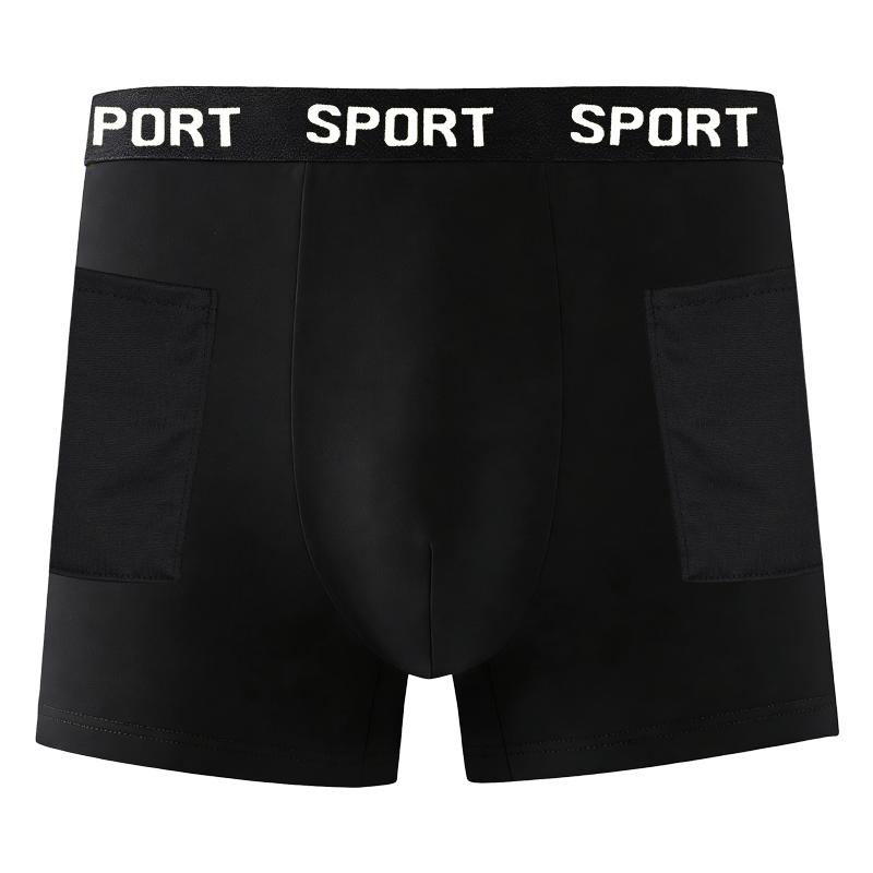 Men's Sport Long Boxer Briefs with Dual Pockets High Stretch Athletic Underwear for Workout
