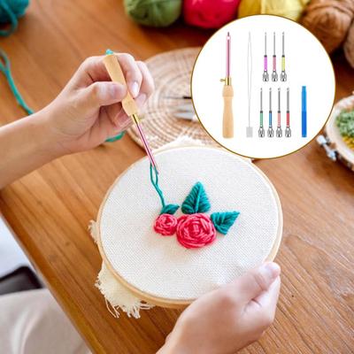 Embroidery Punch Needle Set Complete Punch Needle Set with Needle Threader Stainless Steel