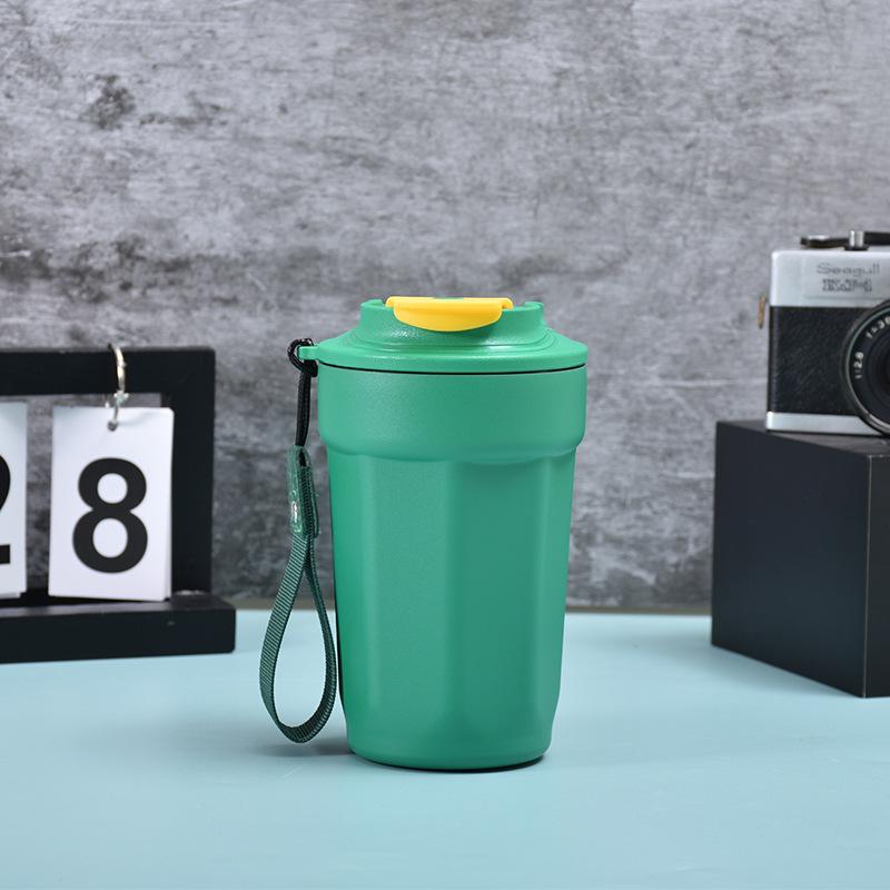 High value 316 stainless steel thermos cup octagonal coffee cup portable rope