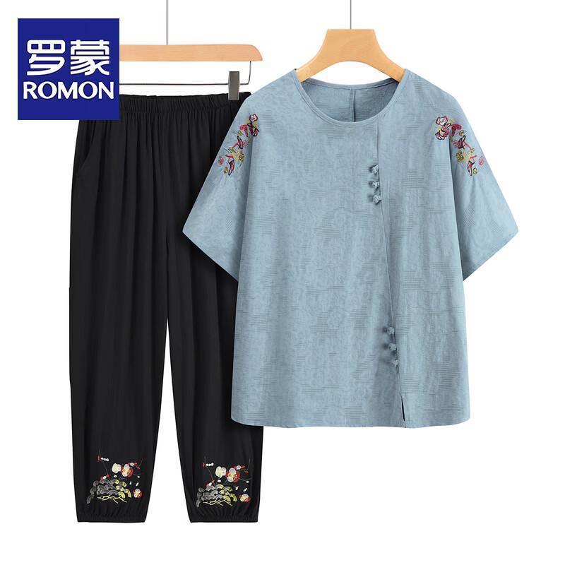 ROMON Women s Summer Plus Size Short-Sleeve T-Shirt Set 2XL