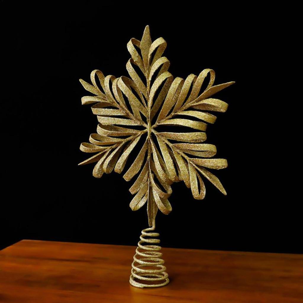 Tree Topper 3D Snowflake Christmas Star Tree Topper Lightweight Metal Decorations Ornaments For Fall Home Indoor Living Room